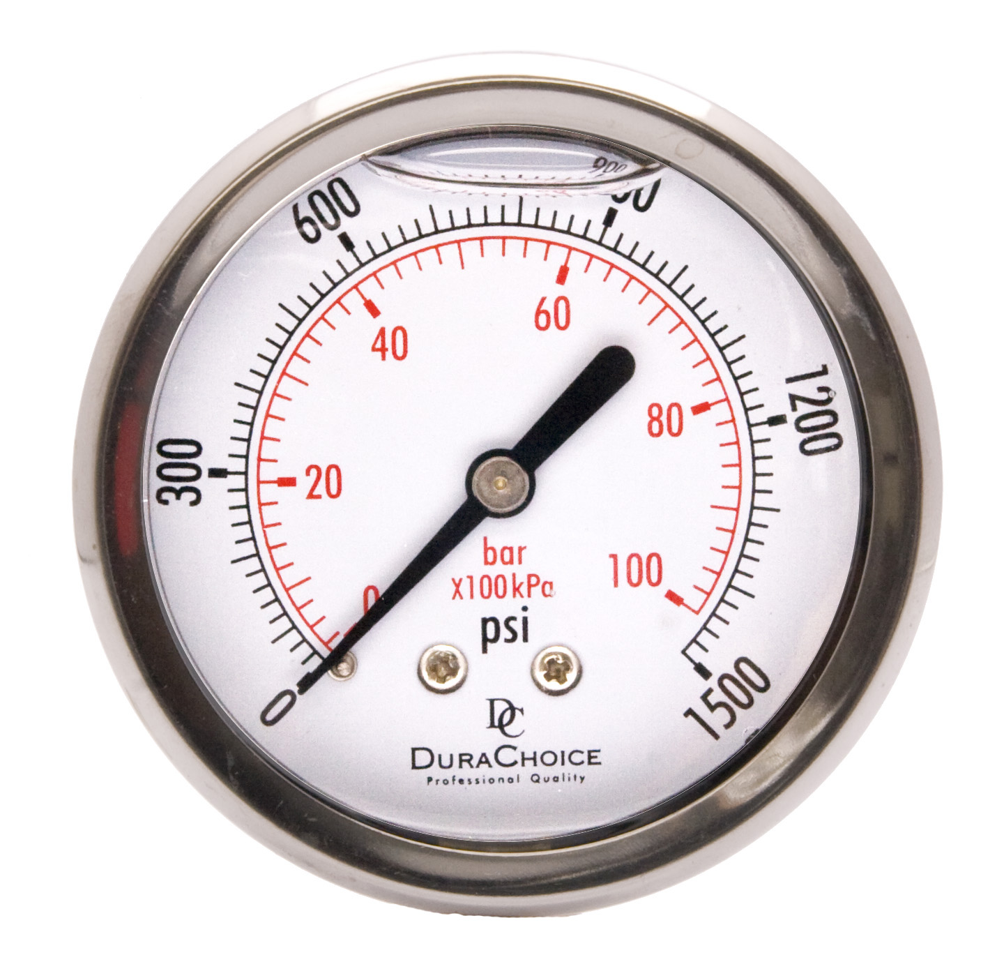 2-1/2" Oil Filled Pressure Gauge, SS Case, 1/4" NPT, Back Mount, 0-1,500PSI - Bild 1 von 4