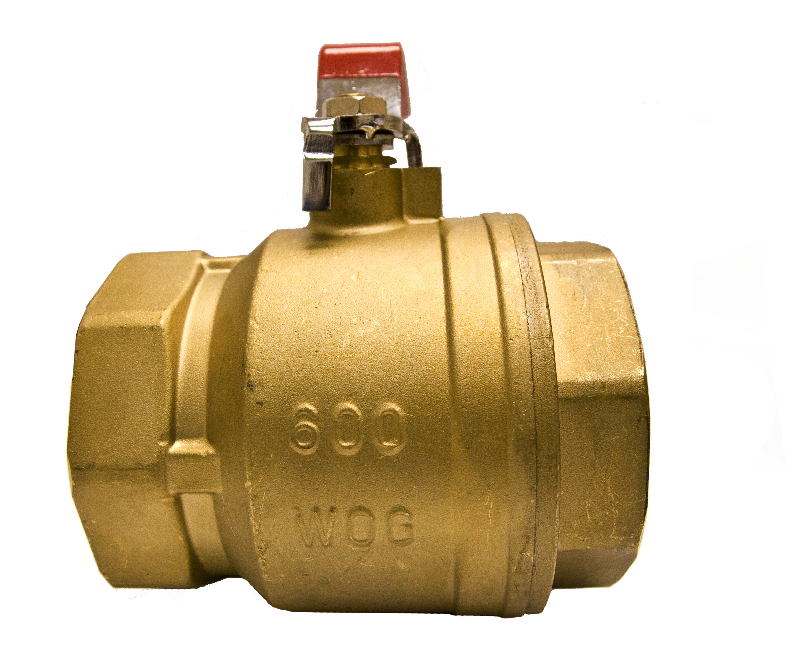 4" Messing Kugelhahn - voller Anschluss 600WOG, mit rotem Griff - Bild 3 von 4