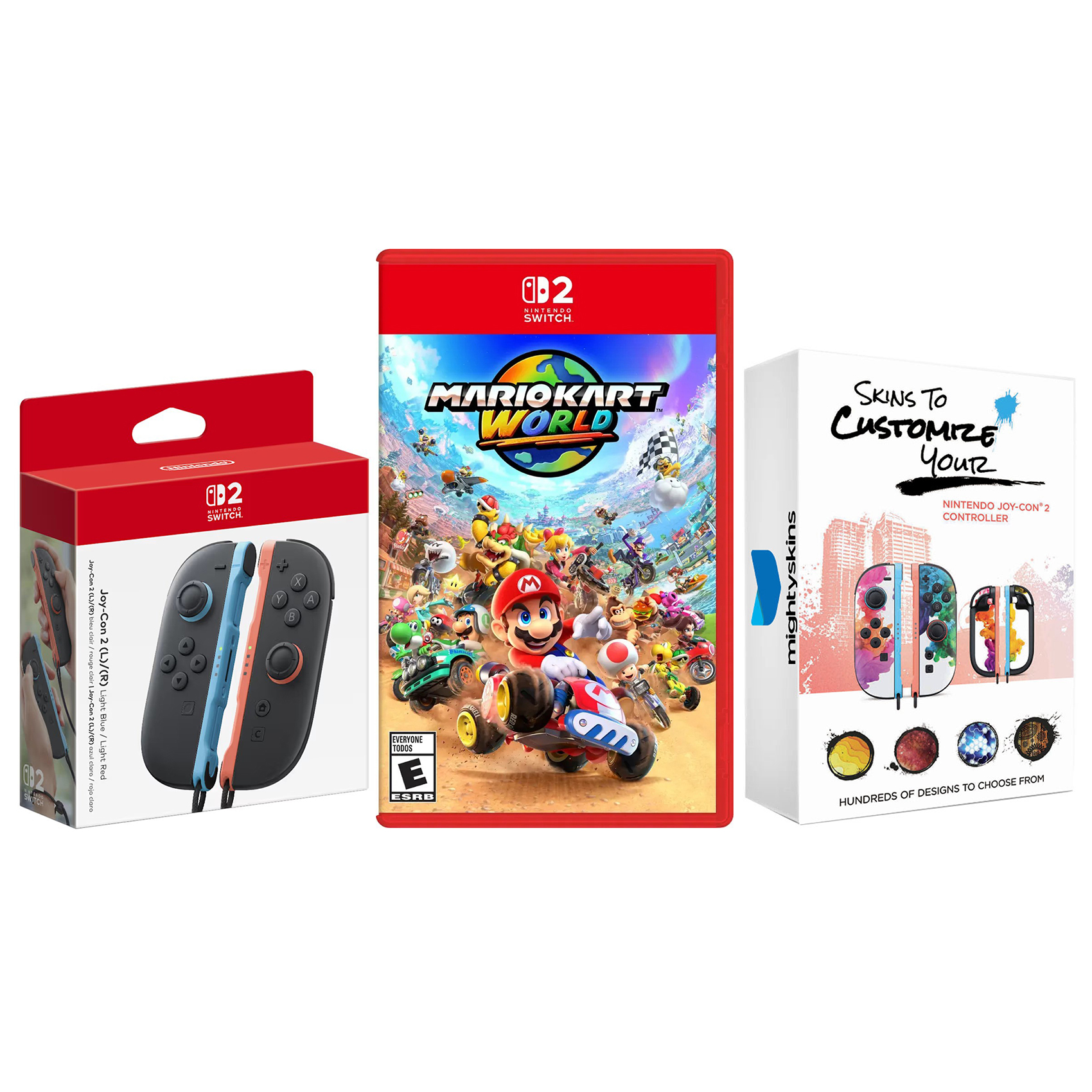 Mario Kart World + Joy-Con 2 Controllers Bundle for Nintendo